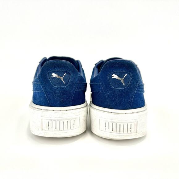 Puma Elemental Women Sneaker Size 8 Blue Suede Platform Lace-Up Low-Top Comfort - Picture 15 of 15